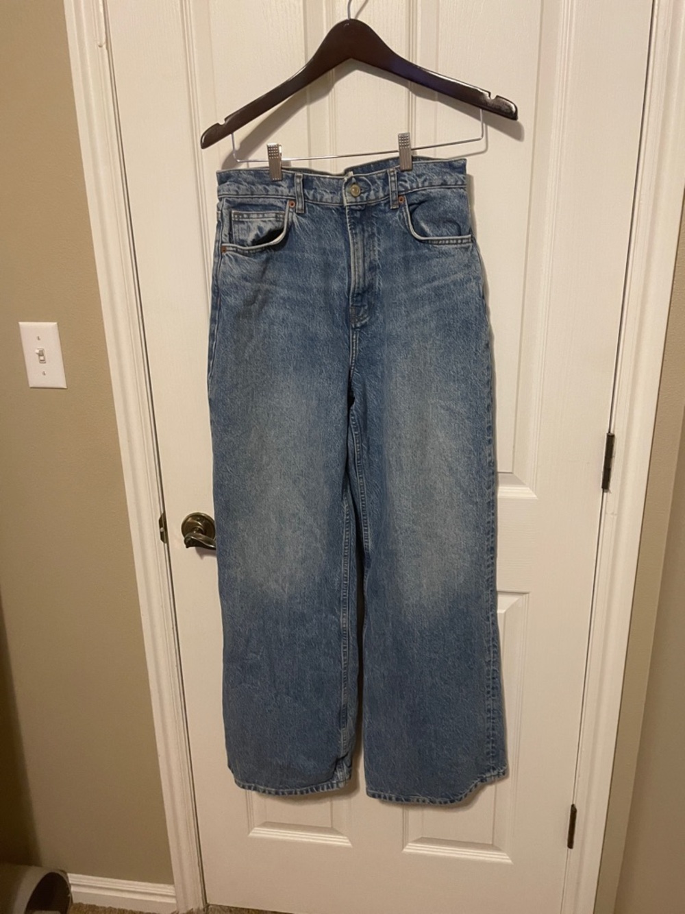 Reformation Light Blue Denim Jeans- Carly high rises slouchy wide leg